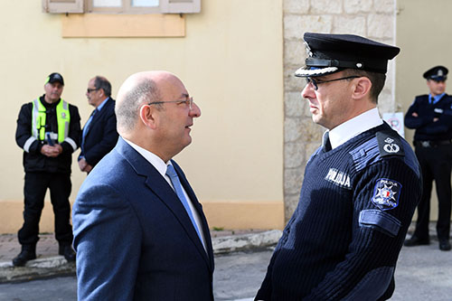 Minister for Home Affairs and National Security Michael Farrugia presides over the inauguration ceremony of new police motorbikes